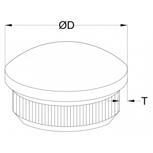 End Cap - Small Domed - 304 - 42.4  x 2mm 